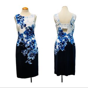 MAEVE TANK SHEATH DRESS SIZE 10 SUMMER FLORAL PRINT NAVY WHITE BLUE